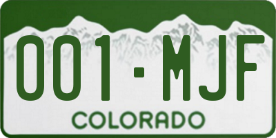 CO license plate 001MJF