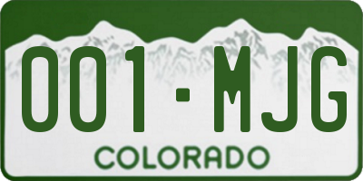 CO license plate 001MJG