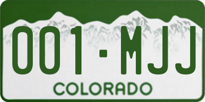 CO license plate 001MJJ