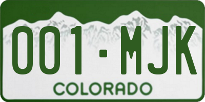 CO license plate 001MJK