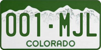 CO license plate 001MJL