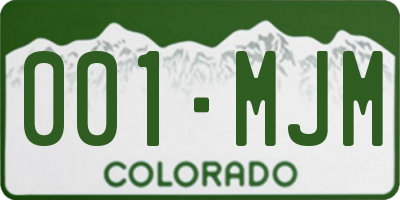 CO license plate 001MJM