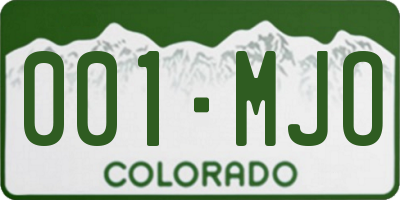 CO license plate 001MJO