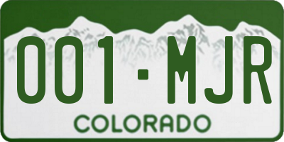 CO license plate 001MJR