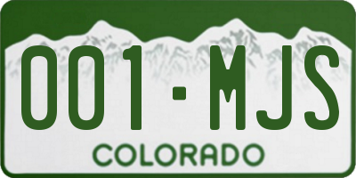 CO license plate 001MJS