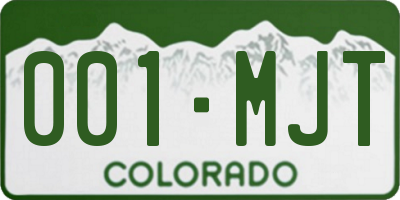 CO license plate 001MJT