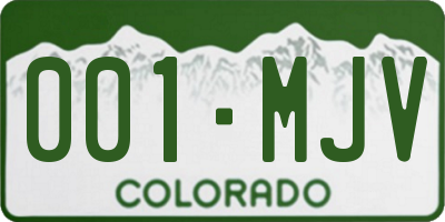 CO license plate 001MJV