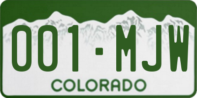 CO license plate 001MJW