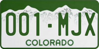 CO license plate 001MJX