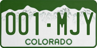 CO license plate 001MJY