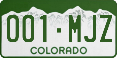 CO license plate 001MJZ