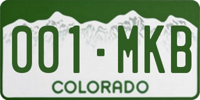 CO license plate 001MKB