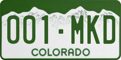 CO license plate 001MKD