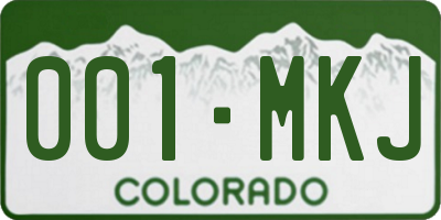 CO license plate 001MKJ