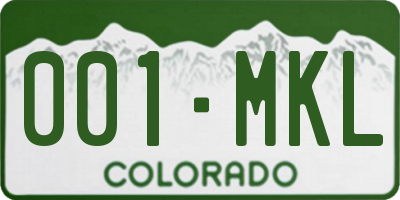 CO license plate 001MKL