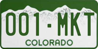 CO license plate 001MKT