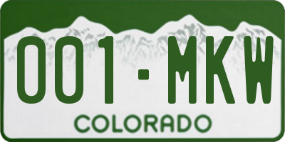 CO license plate 001MKW