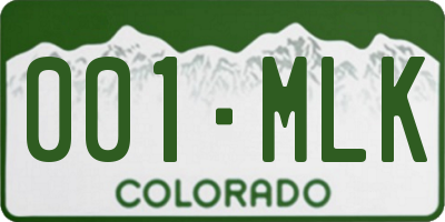 CO license plate 001MLK