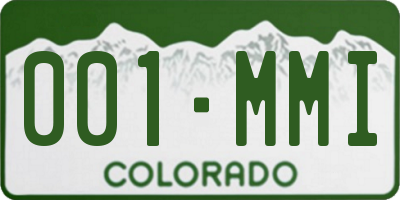 CO license plate 001MMI