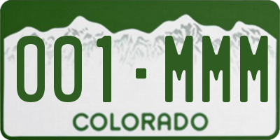 CO license plate 001MMM