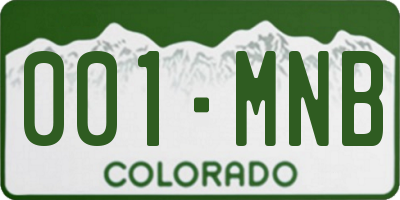 CO license plate 001MNB