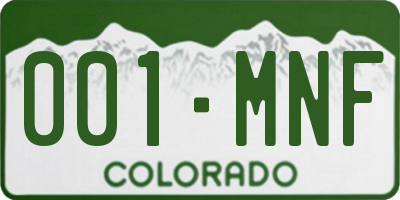 CO license plate 001MNF