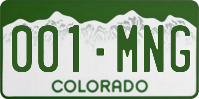 CO license plate 001MNG