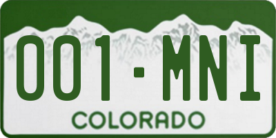 CO license plate 001MNI