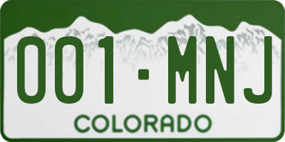 CO license plate 001MNJ