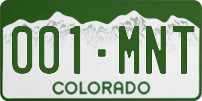 CO license plate 001MNT