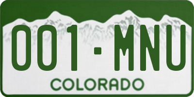 CO license plate 001MNU