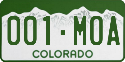 CO license plate 001MOA