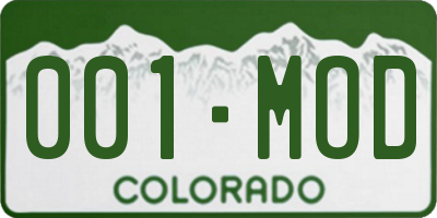 CO license plate 001MOD