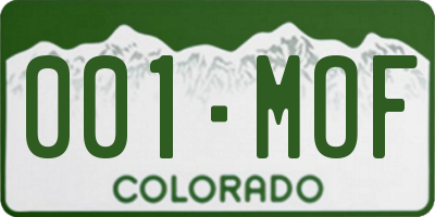 CO license plate 001MOF