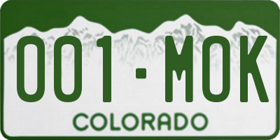 CO license plate 001MOK