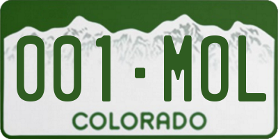 CO license plate 001MOL