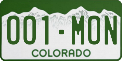 CO license plate 001MON