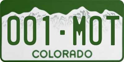 CO license plate 001MOT