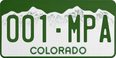 CO license plate 001MPA