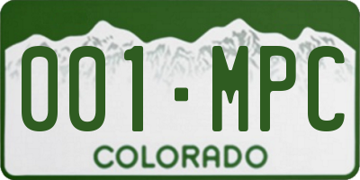 CO license plate 001MPC