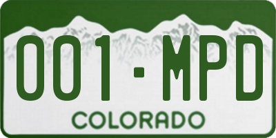 CO license plate 001MPD