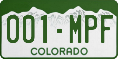 CO license plate 001MPF