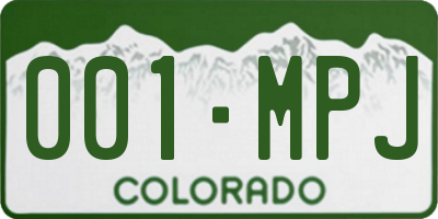 CO license plate 001MPJ