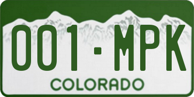 CO license plate 001MPK