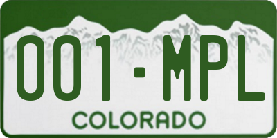 CO license plate 001MPL