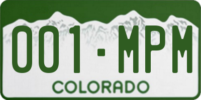 CO license plate 001MPM