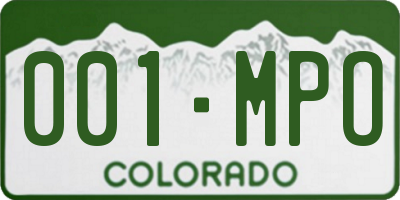 CO license plate 001MPO