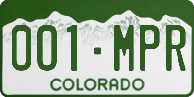 CO license plate 001MPR