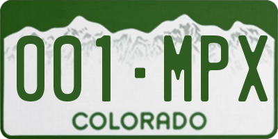 CO license plate 001MPX