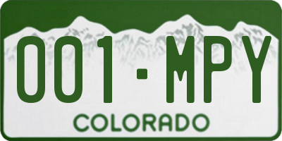 CO license plate 001MPY